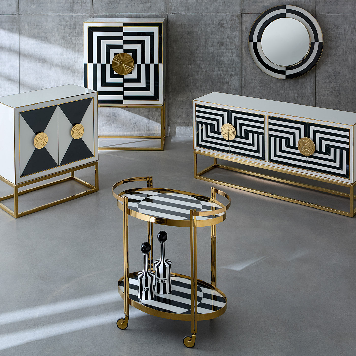 Chariot de bar Op Art