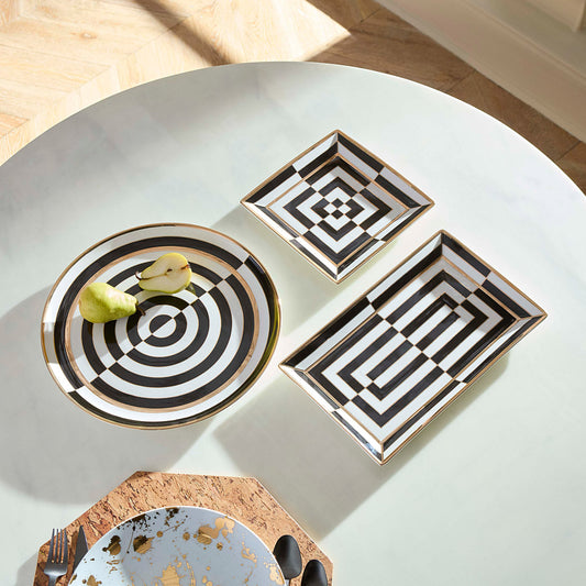 Plateau de service carré Op Art