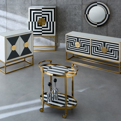 Chariot de bar Op Art